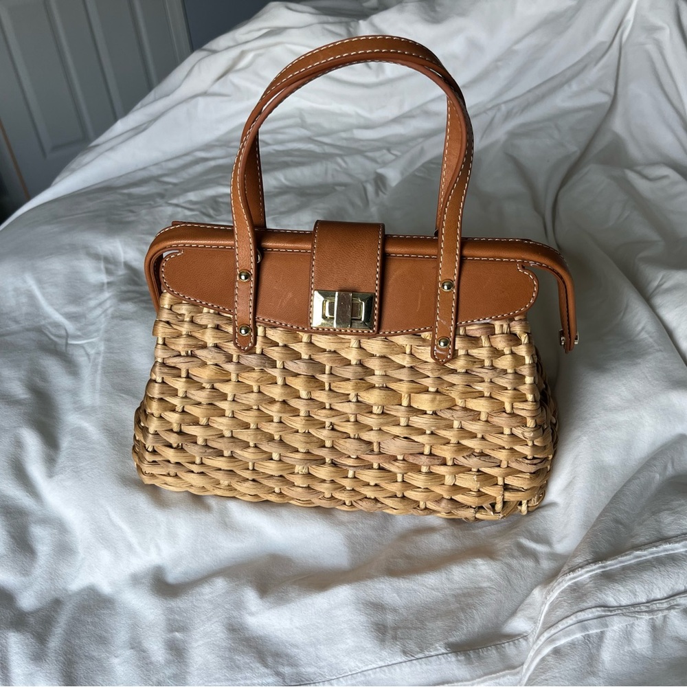 J. McLaughlin Tan Woven Handbag